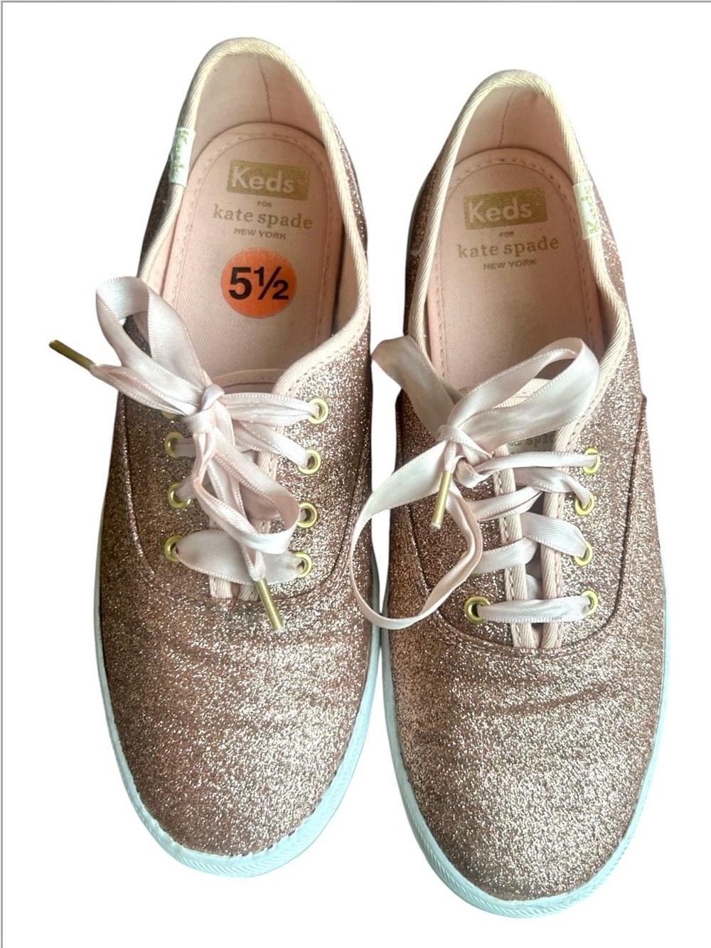 Keds x Kate Spade Rose Gold Glitter Champion Sneakers Size 5.5